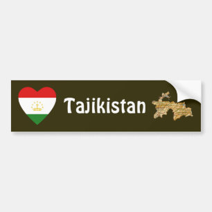 Autocollant De Voiture Coeur de drapeau du Tadjikistan + Adhésif pour