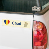 Autocollant De Voiture Coeur de drapeau du Tchad + Adhésif pour (Sur camion)
