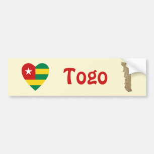 Autocollant De Voiture Coeur de drapeau du Togo + Adhésif pour pare-chocs