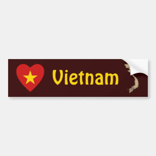 Autocollant De Voiture Coeur de drapeau du Vietnam + Adhésif pour