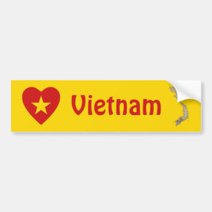 Autocollant De Voiture Coeur de drapeau du Vietnam + Adhésif pour
