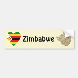 Autocollant De Voiture Coeur de drapeau du Zimbabwe + Adhésif pour