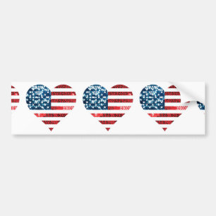 Autocollant De Voiture coeur du drapeau américain