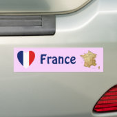 Autocollant De Voiture Coeur du drapeau français + Sticker pare-chocs (En voiture)