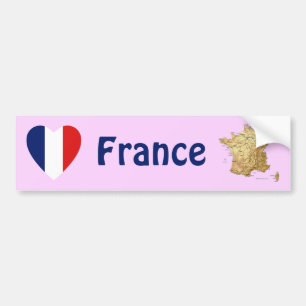 Autocollant De Voiture Coeur du drapeau français + Sticker pare-chocs