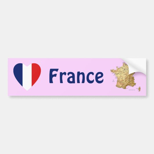 Autocollant De Voiture Coeur du drapeau français + Sticker pare-chocs (Devant)