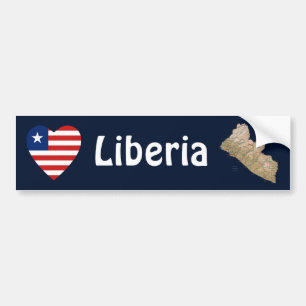 Autocollant De Voiture Coeur du drapeau libérien + Sticker pare-chocs