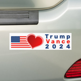 Autocollant De Voiture Coeur et drapeau, Trump, Vance Bumper Sticker