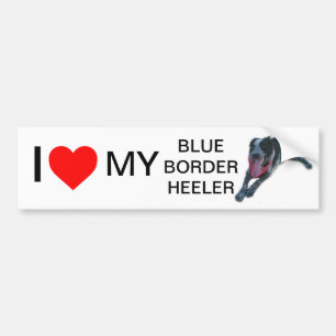 Autocollant De Voiture Coeur I ma frontière bleue Heeler