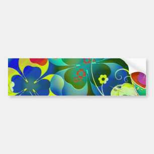 Autocollant De Voiture Coeurs, trèfles et fleurs dans l'art abstrait