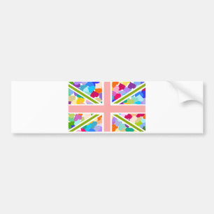 Autocollant De Voiture Coeurs Union Jack d'arc-en-ciel