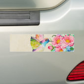 Autocollant De Voiture Colibri et fleurs d'aquarelle (En voiture)