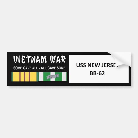 AUTOCOLLANT DE VOITURE COMBATTANT DE VIETNAM DE NEW JERSEY D'USS (Devant)