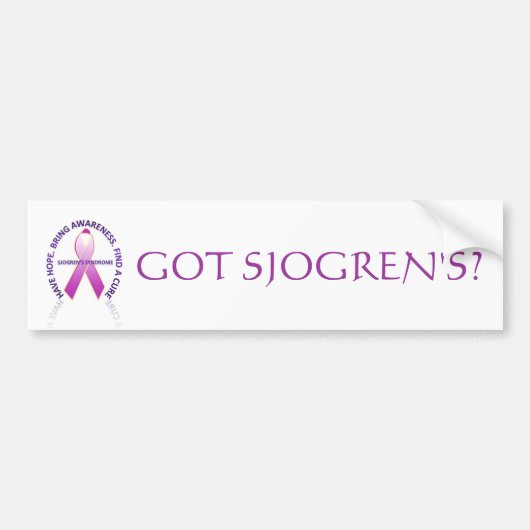 Autocollant De Voiture conscience de sjogrens, OBTENUE SJOGREN ? (Devant)