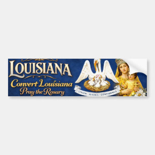 Autocollant De Voiture Convertissez la Louisiane .. Priez le Rosaire