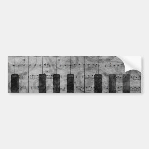 Autocollant De Voiture Cool antique grunge, effet piano notes musicales