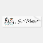 Autocollant De Voiture Couple mignon en pingouin juste marié Sticker pare (Devant)