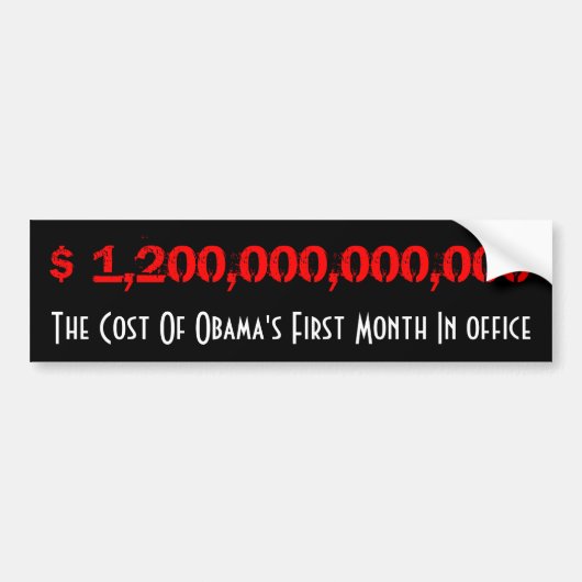 Autocollant De Voiture Coût d'Obama (Devant)