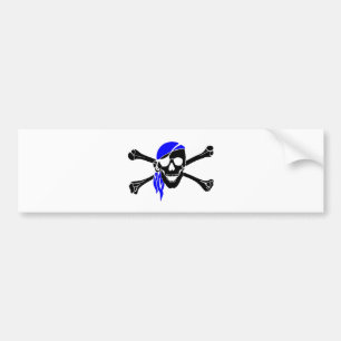 Autocollant De Voiture Crâne et os croisés avec le Bandana