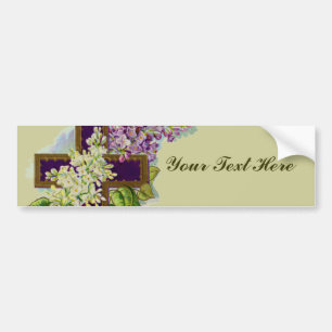 Autocollant De Voiture Croix pourpre avec des fleurs