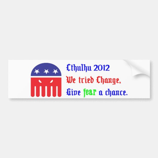 Autocollant De Voiture Cthulhu pour le président 2012 (Devant)