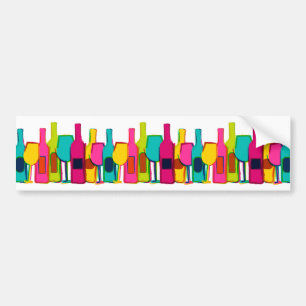 Autocollant De Voiture Cute colorful wine bottles pattern