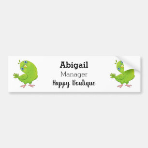 Autocollant De Voiture Cute green curious parakeet cartoon illustration
