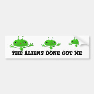 Autocollant De Voiture Cute Green Outer Space Aliens with Space Ship