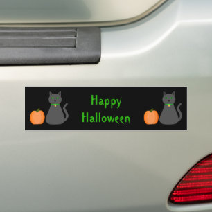 Autocollant De Voiture Cute Halloween Chat et Citrouille Personnalisé