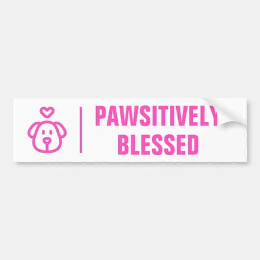 Autocollant De Voiture Cute Pink Dog Pawsitively Blessed (Devant)