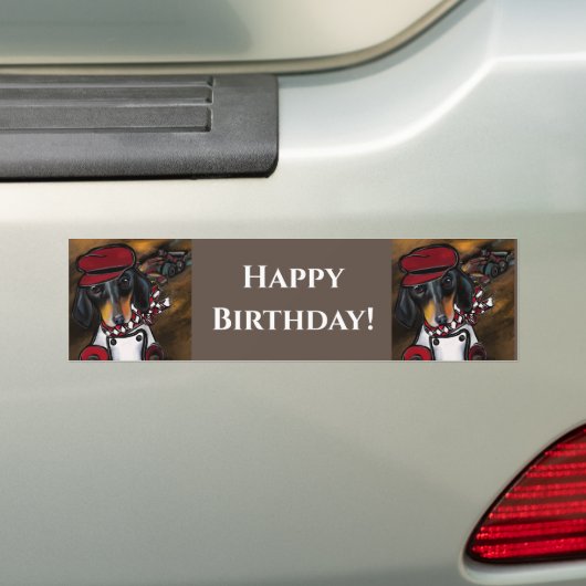 AUTOCOLLANT DE VOITURE DACHSHUND  (En voiture)