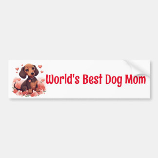Autocollant De Voiture Dachshund Puppy World's Best Dog Mom
