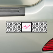 Autocollant De Voiture DAMASK MONOGRAM, fuchsia rose (En voiture)