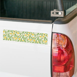Autocollant De Voiture Dandelions, vert, jaune et blanc