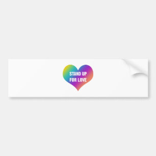 Autocollant De Voiture Debout pour l'amour (Coeur arc-en-ciel)