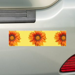 Autocollant De Voiture Dégradé de fleurs orange jaune vif découpé
