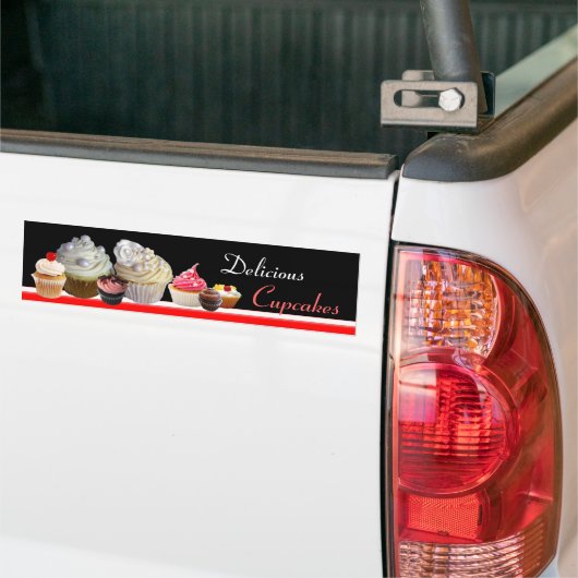 Autocollant De Voiture DÉLICIEUX CUPCAKES ANNIVERSAIRE FÊTE, rouge rose n (Sur camion)