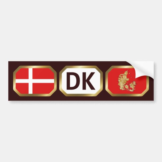 Autocollant De Voiture Denmark Flag Map (Devant)