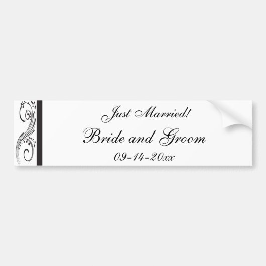 Autocollant De Voiture Des perruques noires et blanches juste mariées (Devant)