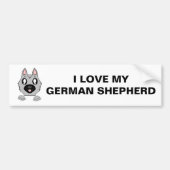 Autocollant De Voiture Dessin allemand Shepherd Silver et noir Peeking (Devant)