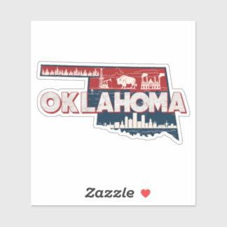 Autocollant de voiture d'État Retro Oklahoma