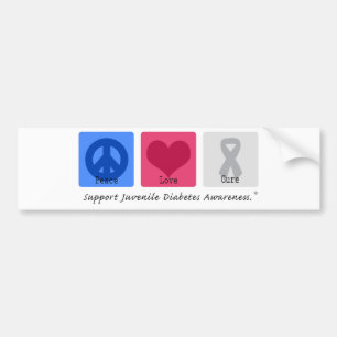 Autocollant De Voiture Diabète de type 1 d'amour de paix