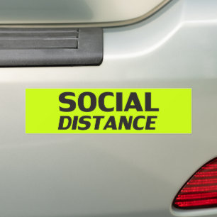 Autocollant De Voiture Distance sociale typographie moderne drôle néon ve