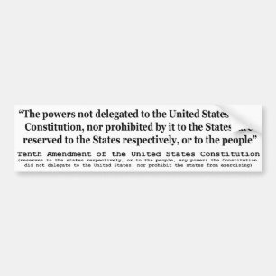 Autocollant De Voiture Dixième amendement à la constitution d'Etats-Unis