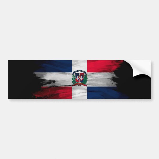 Autocollant De Voiture Dominican Republic flag brush stroke (Devant)