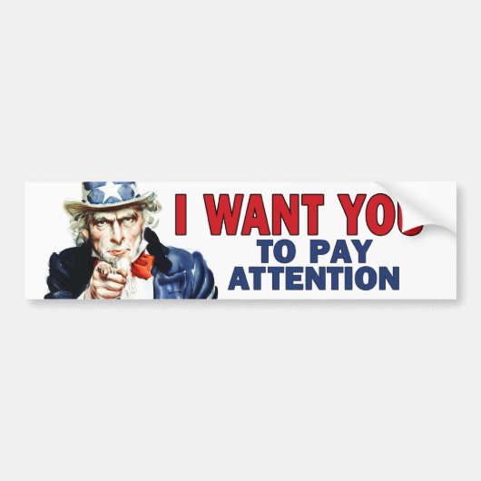 Autocollant De Voiture Don de l'enseignant - Oncle Sam dit ATTENTION (Devant)