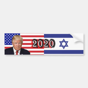 Autocollant De Voiture Donald Trump 2020 - Drapeaux États-Unis/Israël