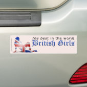 Autocollant De Voiture Drapeau britannique de silhouette de fille (En voiture)