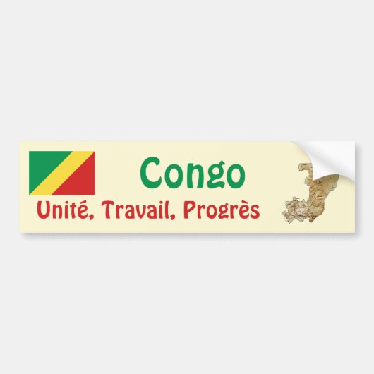 Autocollant De Voiture Drapeau Congo-Brazzaville + Sticker de pare-chocs (Devant)