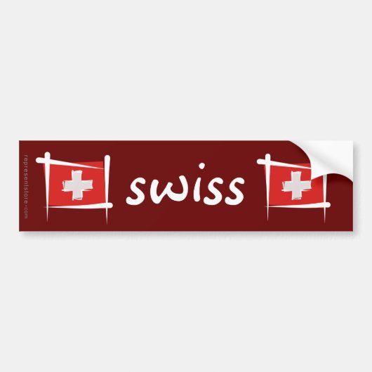 Autocollant De Voiture Drapeau de brosse de la Suisse (Devant)